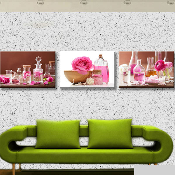 Bộ 3 Tranh Canvas Viền Composite Treo Tường Spa "Hoa Hồng" W050