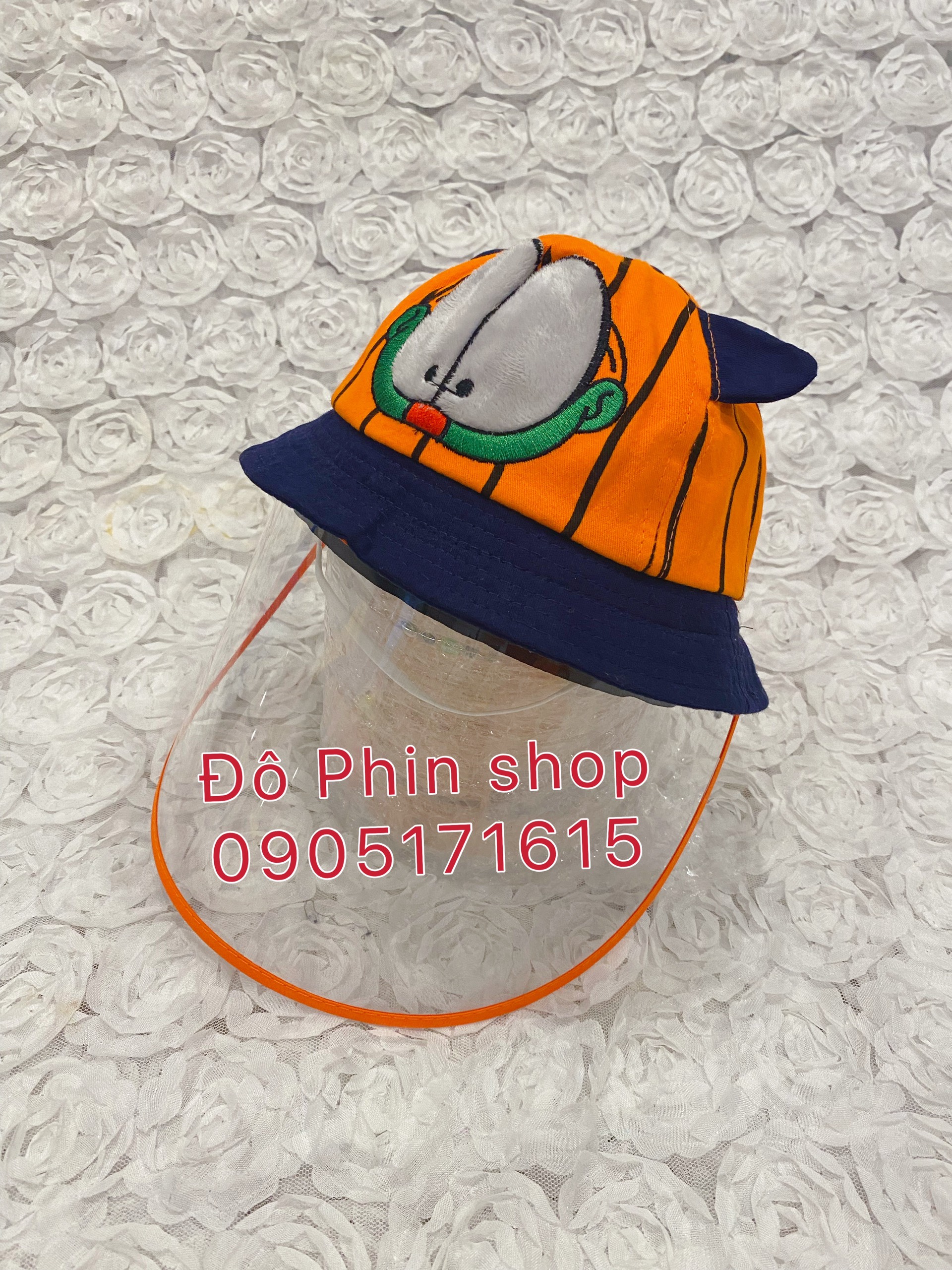 [Bé 0-2 tuổi] Mũ vành bucket hình mèo chống giọt bắn cho trẻ em, vòng đầu 48cm, tấm chắn có thể tháo rời dùng làm nón kết đội che nắng (Màu ngẫu nhiên phù hợp cả bé trai và bé gái)