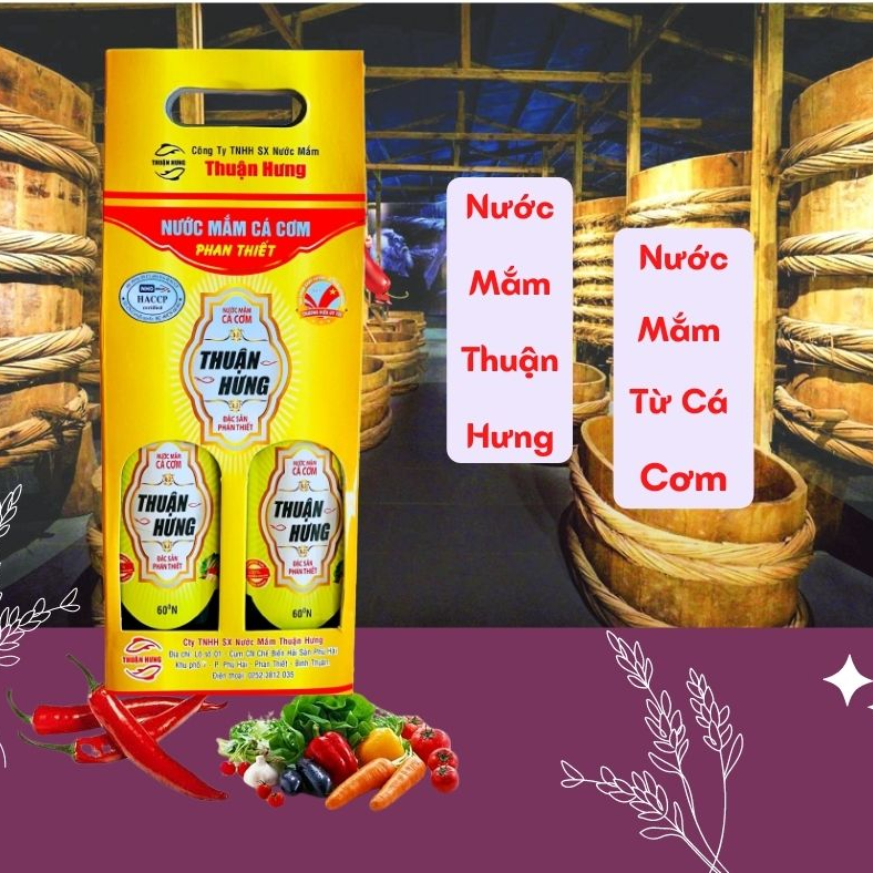 NƯỚC MẮM PHAN THIẾT CHAI THỦY TINH - THUẬN HƯNG 60 ĐẠM/1 HỘP 2 CHAI 500ML