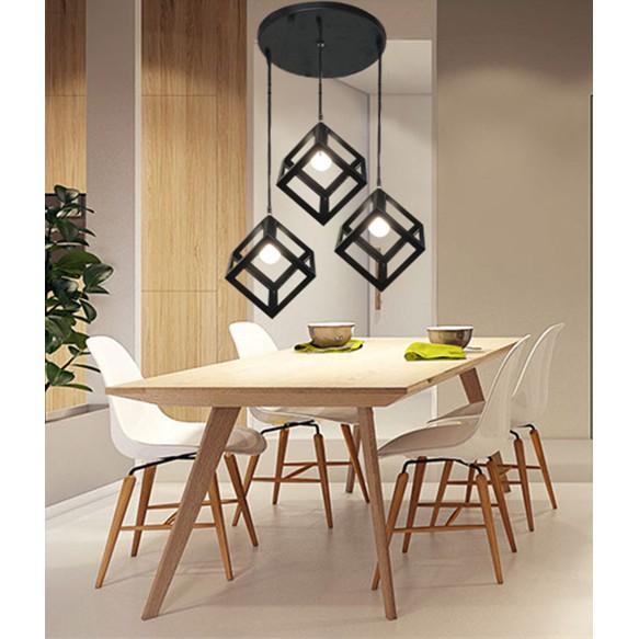 Đèn thả vuông trang trí hiện đại kèm bóng led 3WW vàng 932