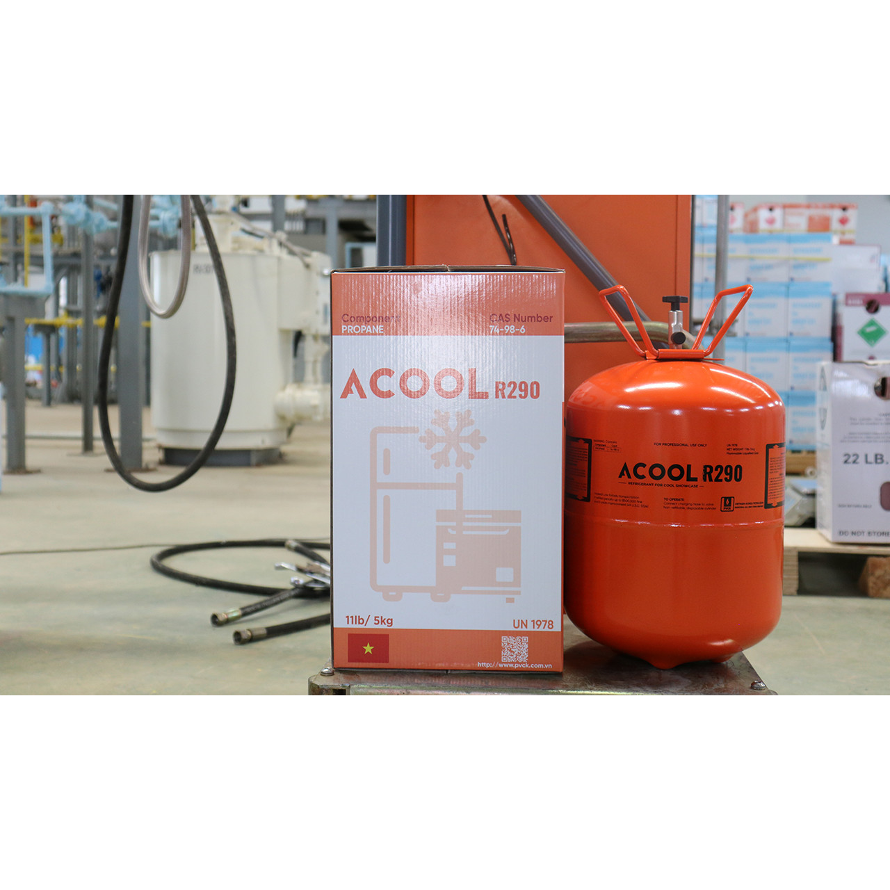 Gas lạnh ACOOL R290 bình 5 kg dành cho hệ thống lạnh