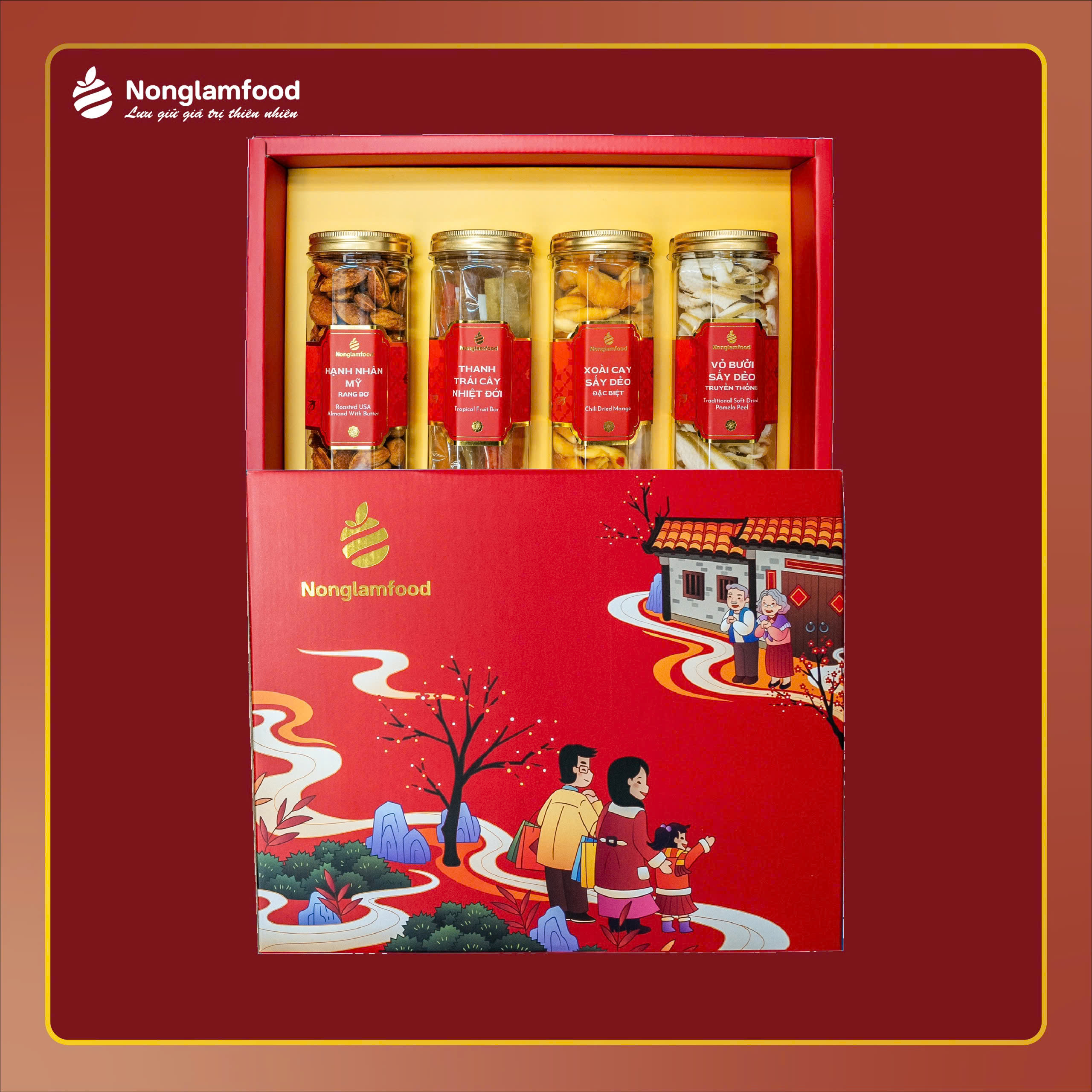 [BỘ QUÀ TẾT 2025] Set quà Tết Phát Đạt 3 Nonglamfood | Hạt mứt tết cao cấp Xuân Ất Tỵ cho người thân