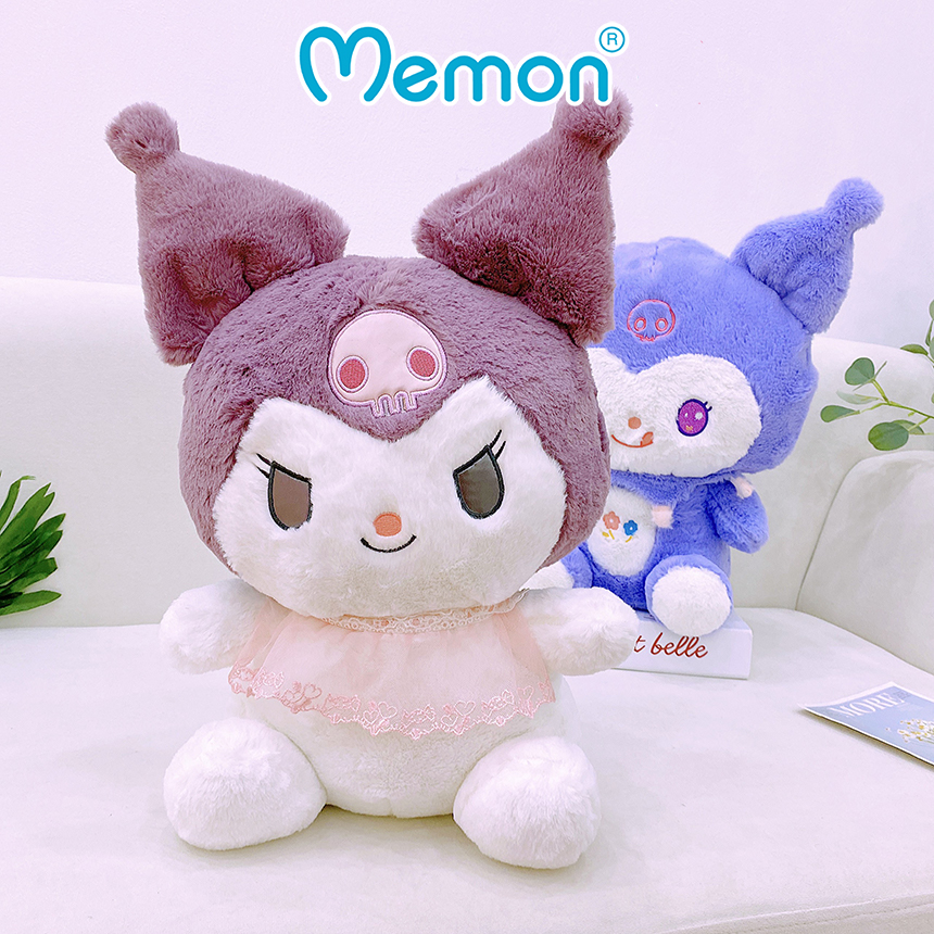 Gấu Bông Kuromi Thêu Hoa 55cm Cao Cấp Memon