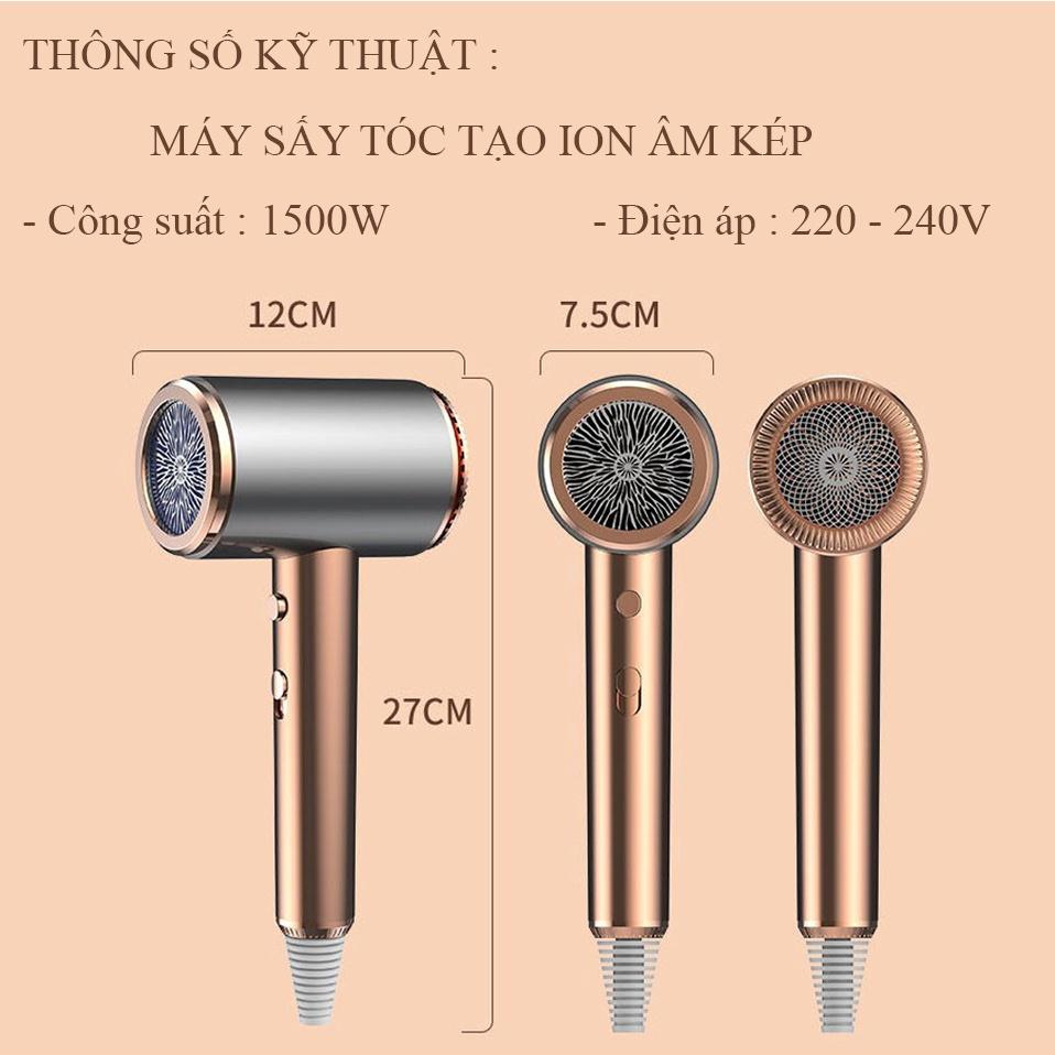 Máy sấy tóc tạo kiểu 2 chiều nóng lạnh cùng công nghệ ion âm kép giúp chăm sóc tóc, chống xơ rối và làm mềm mượt tóc.
