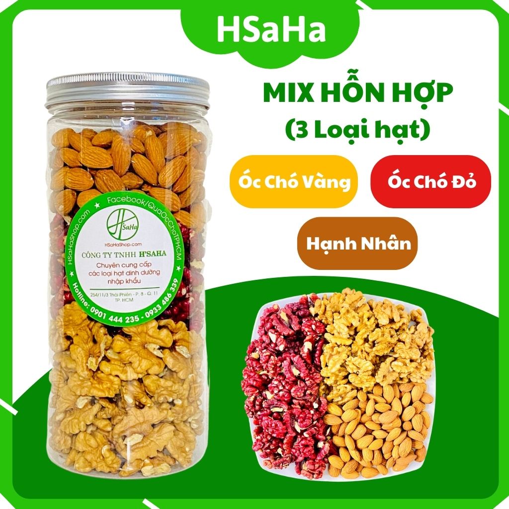 Mix Hạt Dinh Dưỡng Tách Vỏ 3 Loại Nhập Khẩu Mỹ HSaHa