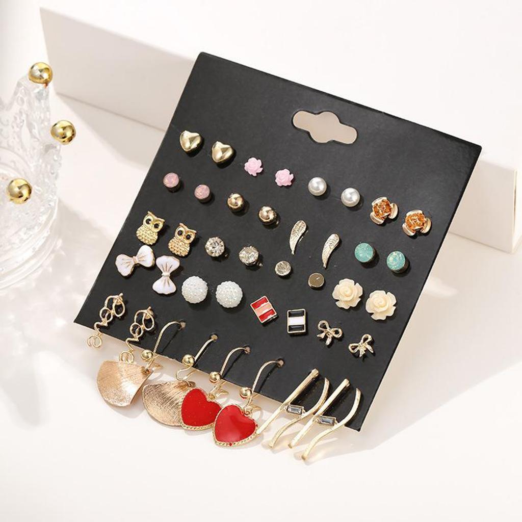 20 Pairs Earrings Stud Rhinestone Ear Drop Earrings Flower Earrings Stud