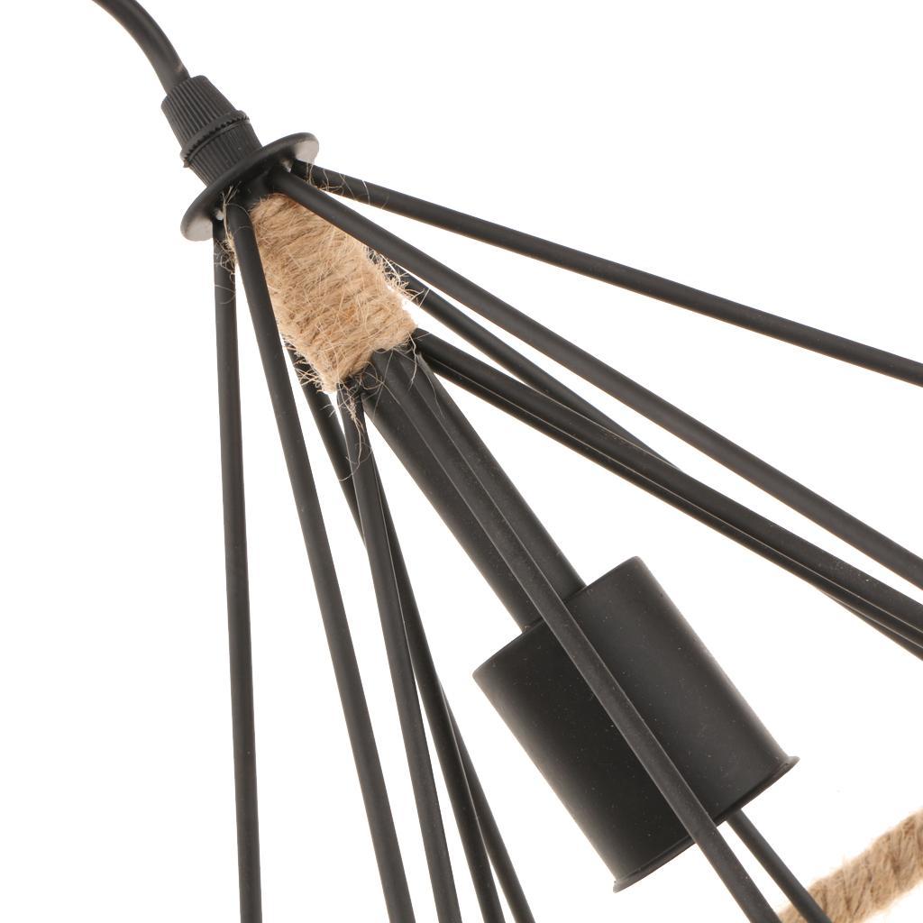 Vintage Black Metal Iron Ceiling Pendant Lampshade Hanging Chandelier Light