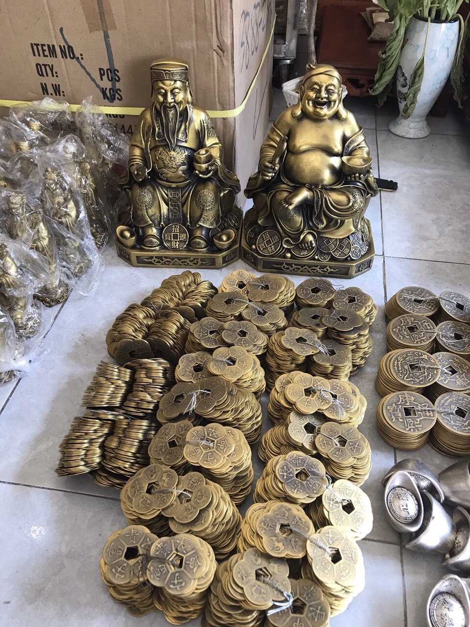 Compo 5 đồng xu hoa mai chiêu tài lộc