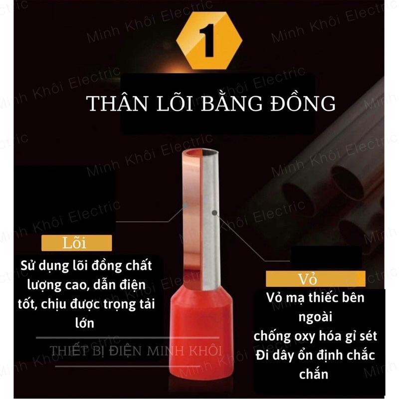 Đầu cos pin rỗng bọc nhựa 100c, cos pin rỗng,cốt kim thông,kim dài đủ kích thước