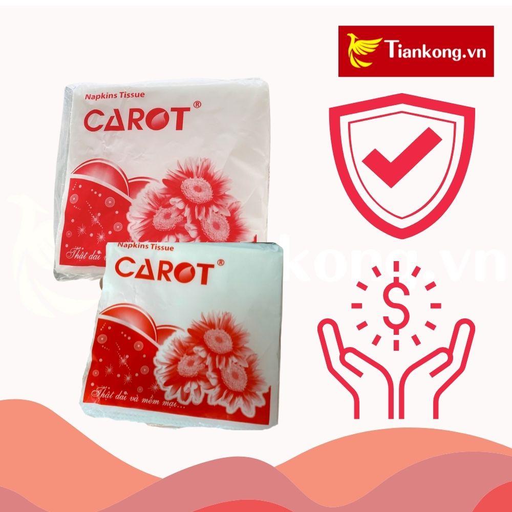 Giấy ăn vuông Carot dạng rút bịch 100 tờ đa năng tiện lợi - TIANKONG