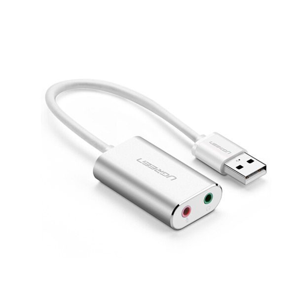 Dây Cáp  Sound USB 2.0 Ra 2 Cổng  3.5mm Cho Tai Nghe+ Mic- Chính Hãng Ugreen 30801