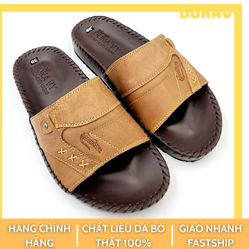 DÉP QUAI NGANG NAM DA BÒ TỰ NHIÊN DONAVYCS CAO CẤP KIỂU CÁ SẤU BẮT MẮT MAY QUAI RẤT CHẮC CHẮN DOCS3X
