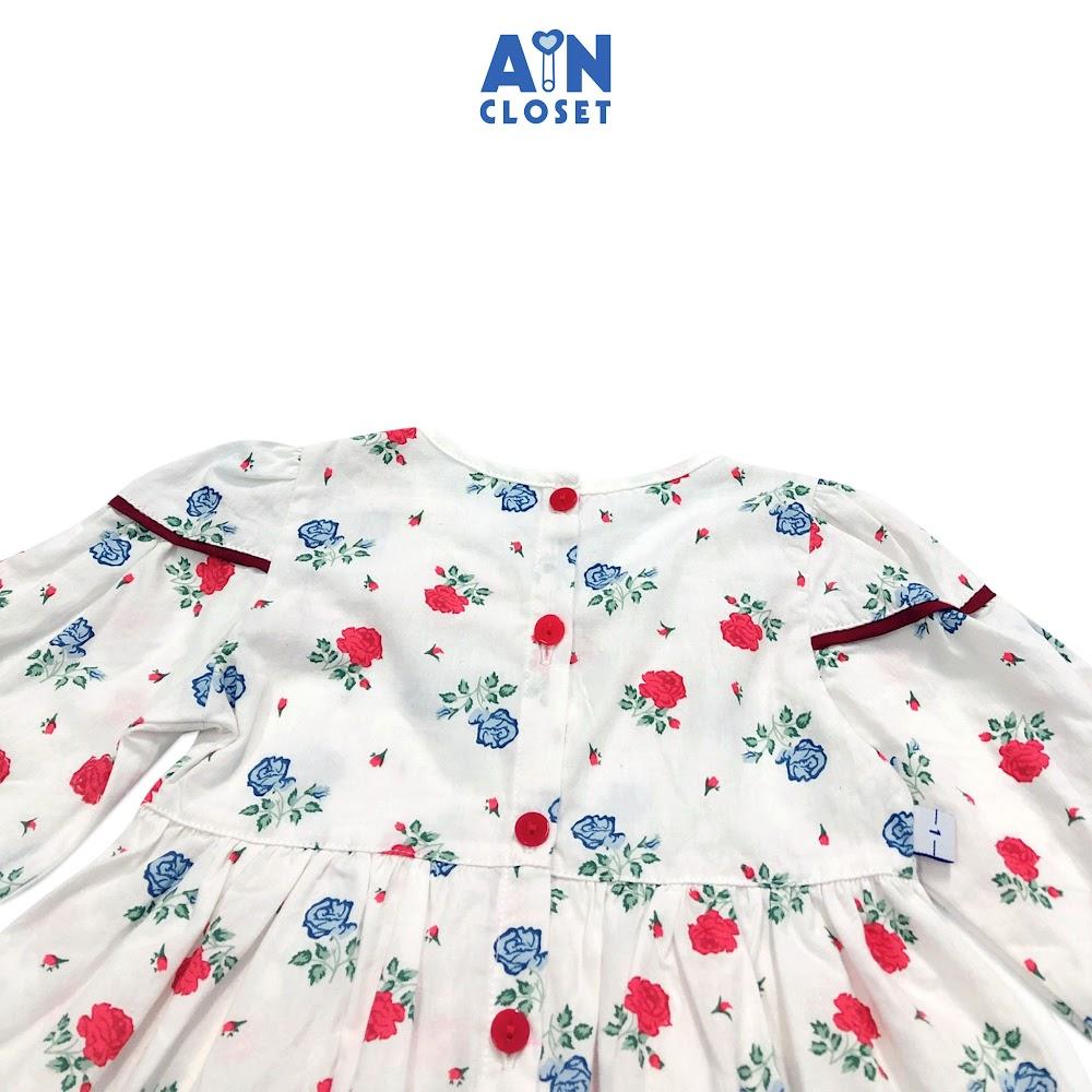 Đầm tay dài bé gái họa tiết Hoa hồng tiểu muội cotton - AICDBGHLQDY6 - AIN Closet