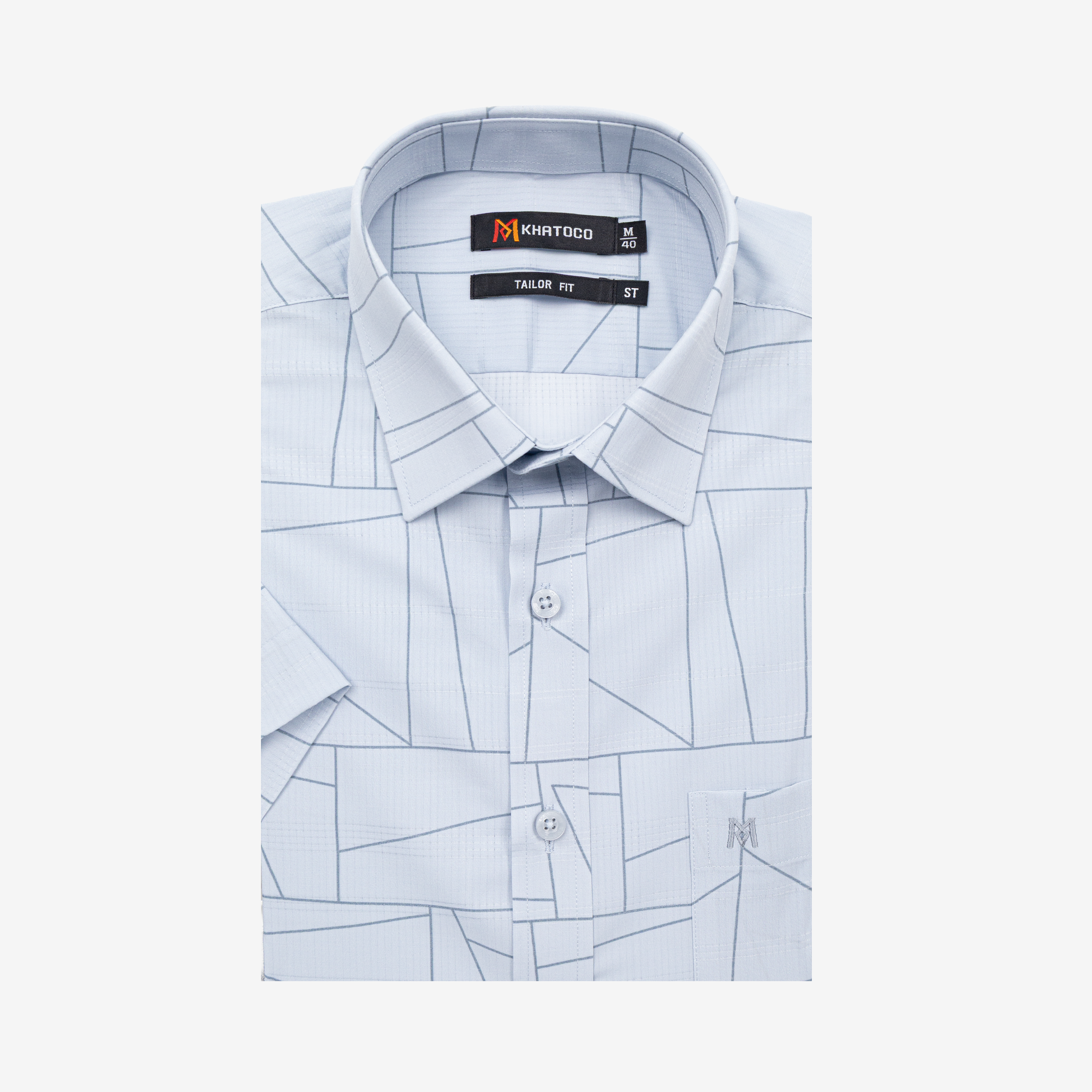 Áo sơ mi nam KHATOCO Tailor Fit ngắn tay A1MN518T2-CNIN728-2703-N