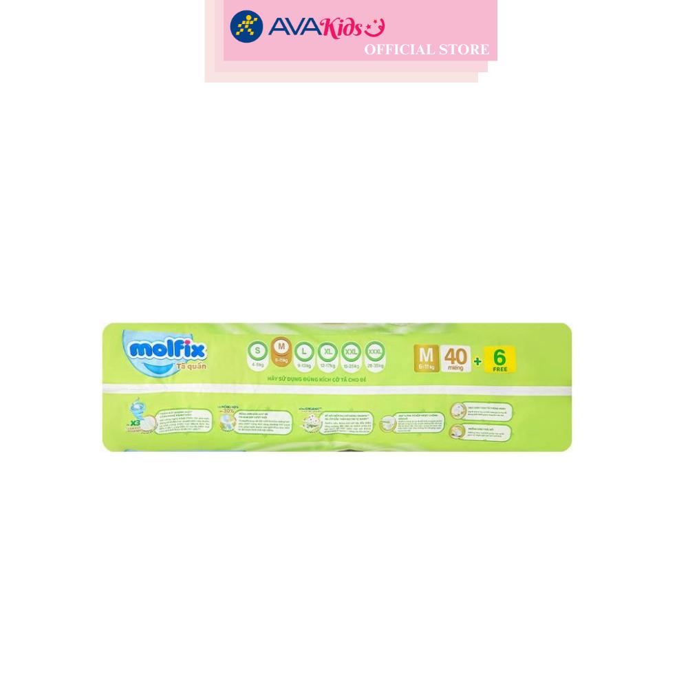 Tã quần Molfix thiên nhiên size M 40 + 6 miếng (6 - 11 kg)