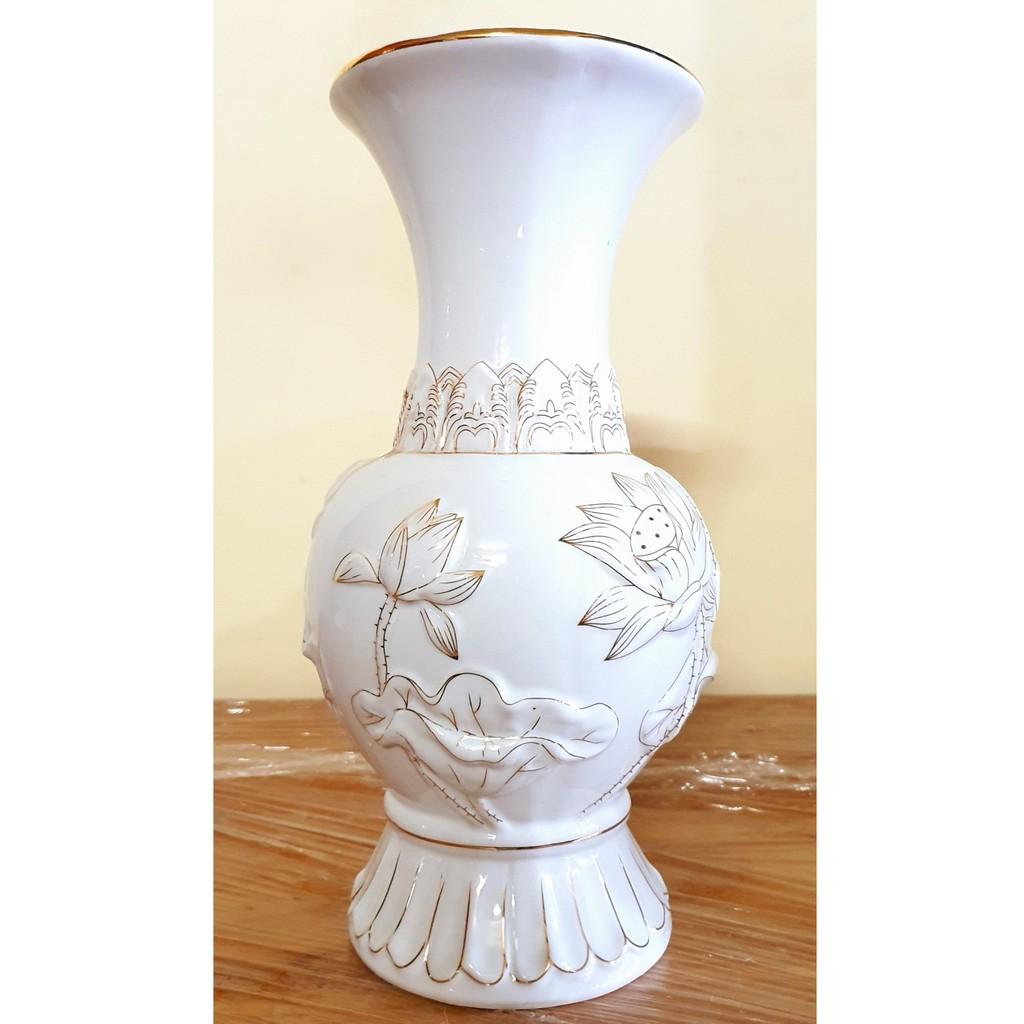 Bình bông bạch ngọc cao cấp cao 17 cm