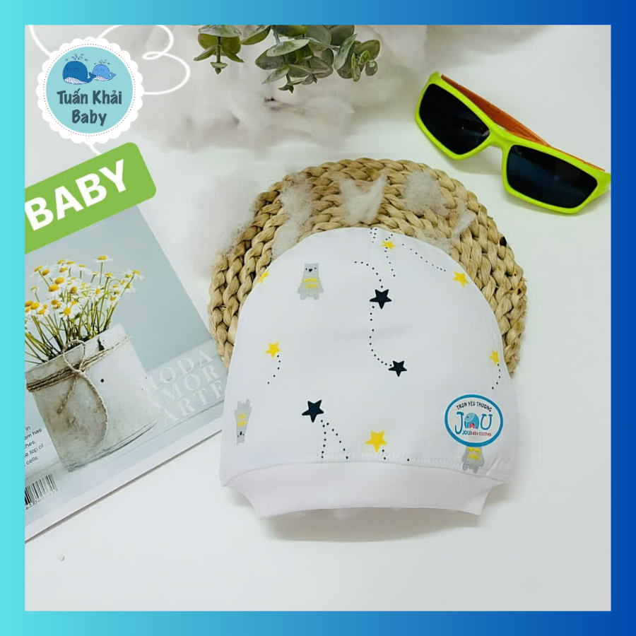 Set 5 Cái Mũ Sơ Sinh Cotton Họa Tiết JOU cho bé trai, bé gái 0-3 Tháng