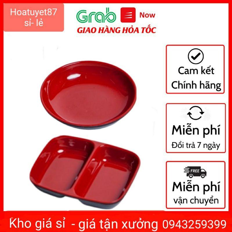 Chén Chấm Nhựa Melamine 2 Lớp Đỏ Đen