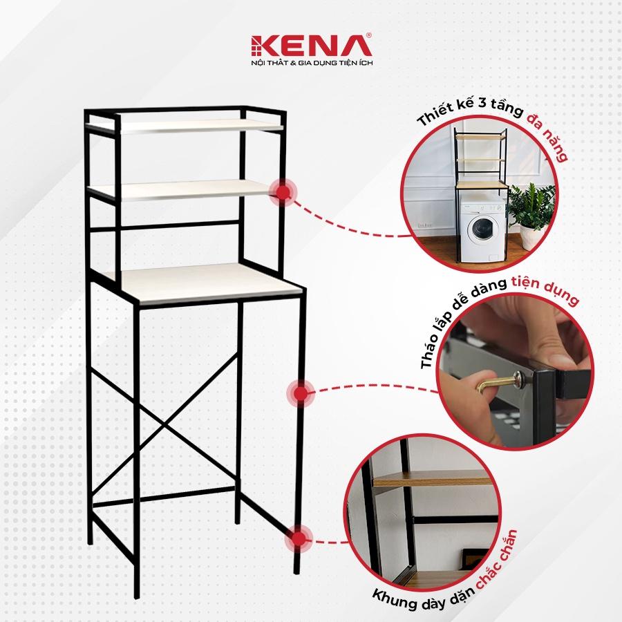 Kệ máy giặt 3 tầng Kena tiện ích đa năng phủ sơn tĩnh điện chống gỉ sét KMG 1001-3