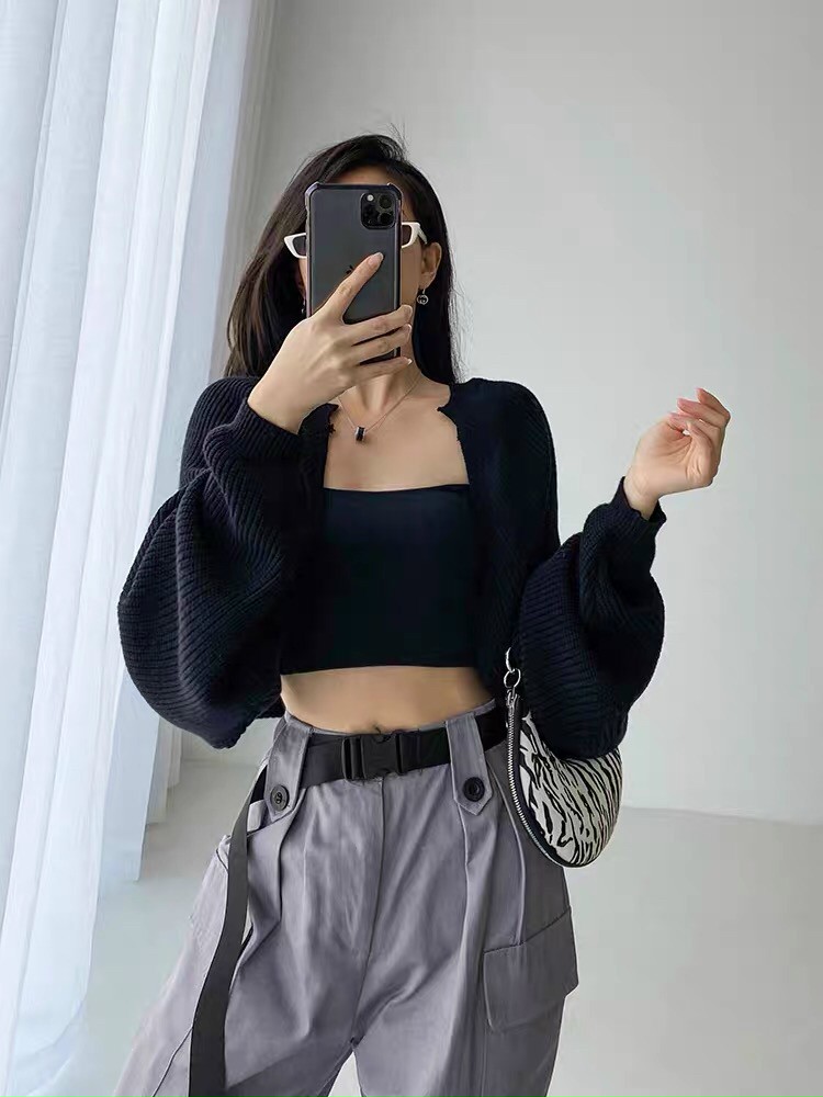 ÁO KHOÁC CARDIGAN LEN DÁNG LỬNG-ÁO LEN CROPTOP SIÊU XINH)-BU FASHION