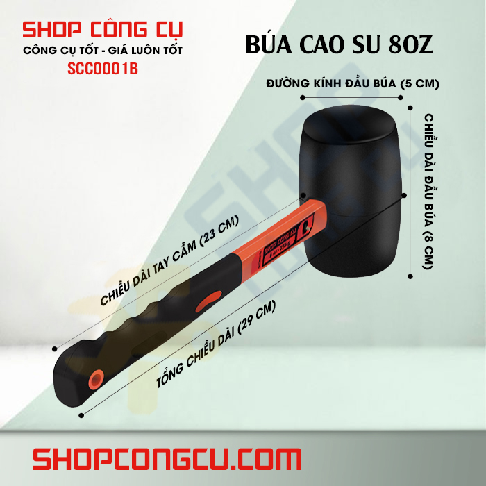 Búa cao su cán nhựa 8oz SCC0001B