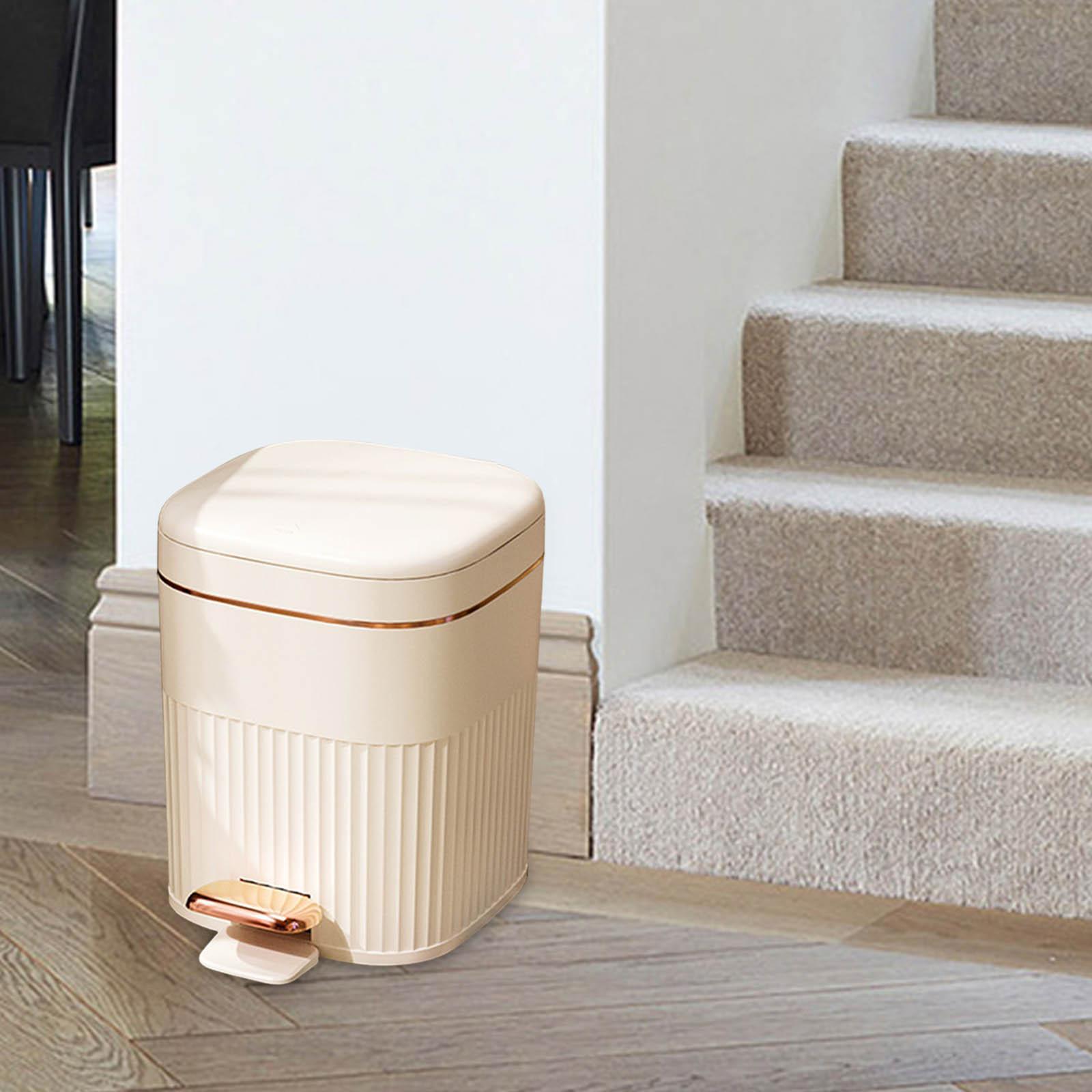 Kitchen Waste Basket 2 in 1 Foot Pedal Press Type Garbage Bin Rectangle Step Trash Can for Study Entryway Laundry Room Office