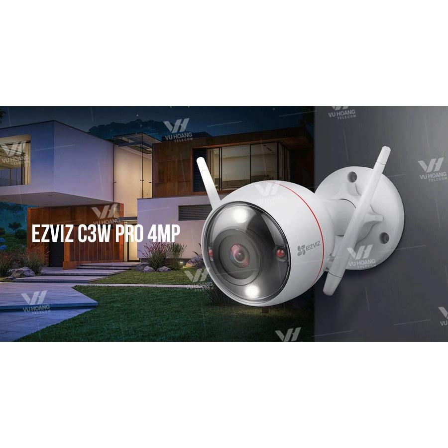 Camera Ezviz C3W Pro 4M - Màu ban đêm- đèn còi báo động-cảnh báo-phân biệt người và xe - Hàng chính hãng