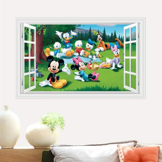 Decal trang trí khung cửa sổ hoạt hình Disney chuột Mickey và Friends