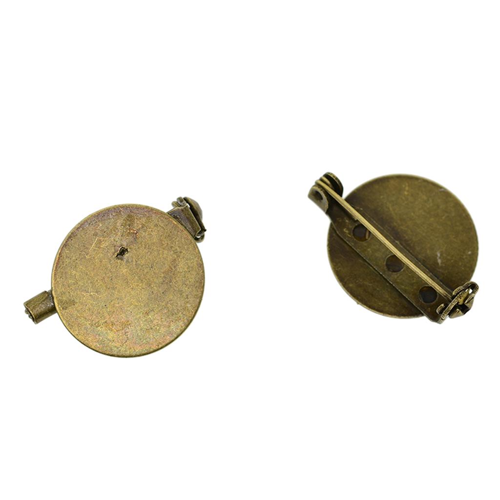 20x Round Brooch Base Blank Tray with Safety Pin Back DIY Jewelry Making Accessories