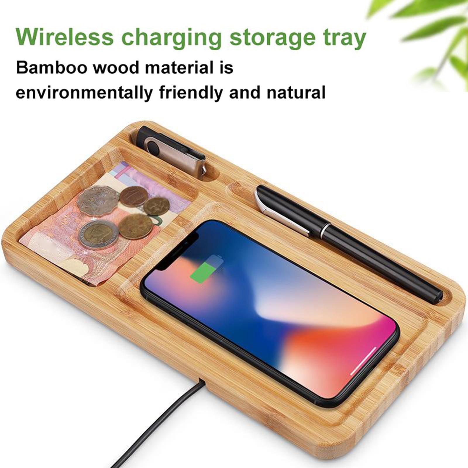 Creative Qi 15W Wireless Charger Charging Mat Desk Organizer Storage Tray