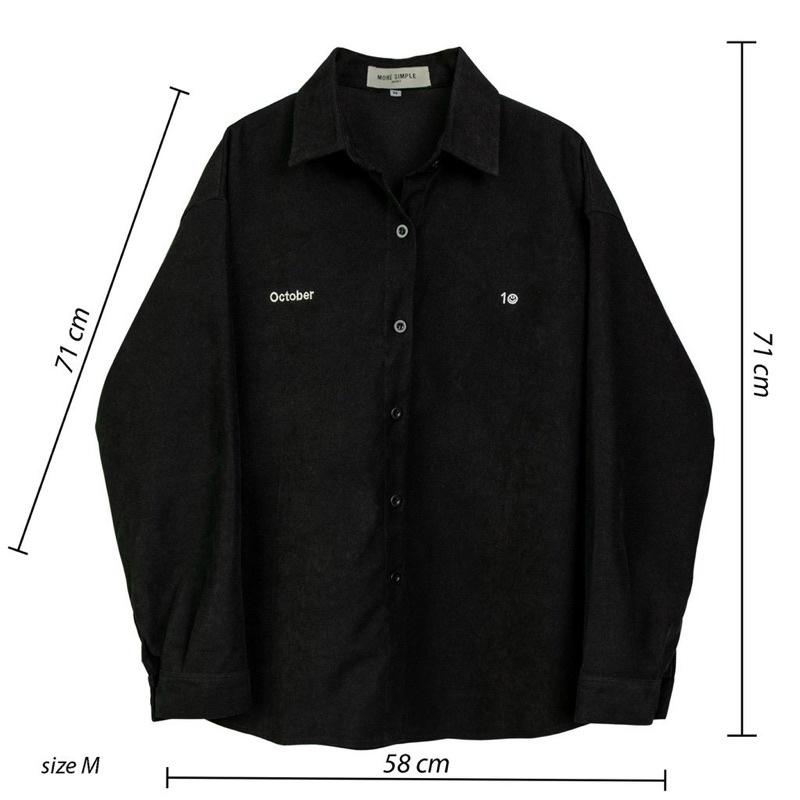 Áo Khoác Sơmi Chất Da Lộn Basic Logo Thêu Sắc Nét Form Rộng Unisex, Áo Sơ Mi Nhung/ Áo Khoác kiểu dáng sơ mi Chất Nhung thêu logo túi - From Rộng Nam Nữ Phong Cách HÀN