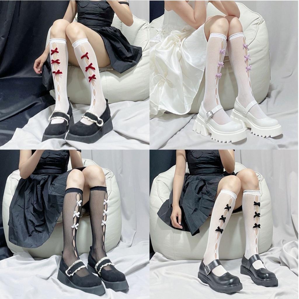 Tất/vớ bắp chân ren lưới,đính nơ dọc phong cách lolita, thoáng mát, cá tính, cosplay Nữ Women