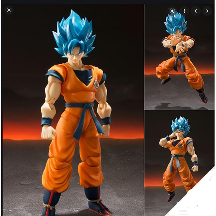 Mô hình Figure Dragon ball songoku blue áo vàng 2 mặt có khớp 16cm