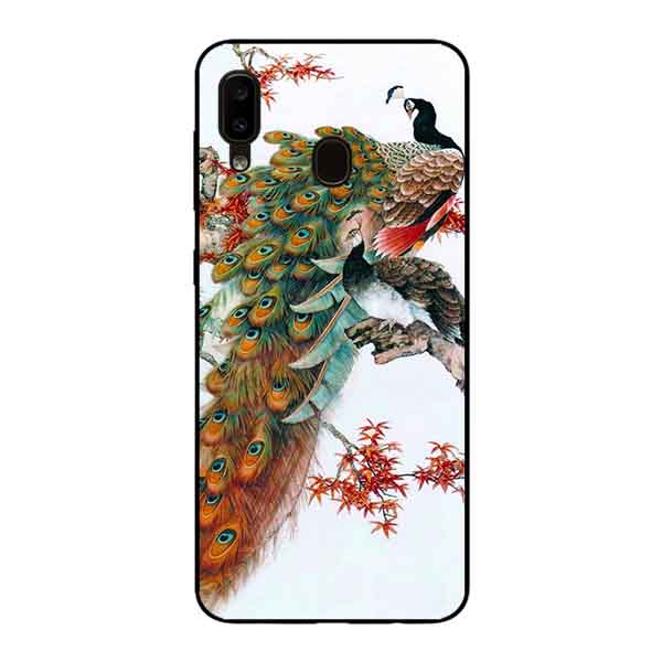 Hình ảnh Ốp Lưng in cho Samsung A20 / A30 Mẫu Chim Công Hoa Đọ̉ - Hàng Chính Hãng