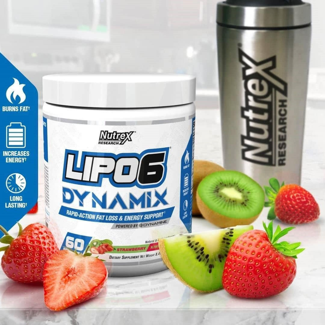 Thực phẩm bổ sung Pre-workout Nutrex Lipo 6 Dynamix kết hợp đốt mỡ, tăng sức mạnh 2 trong 1 - vị Strawberry Kiwi - 60 liều dùng - Chính hãng BBT