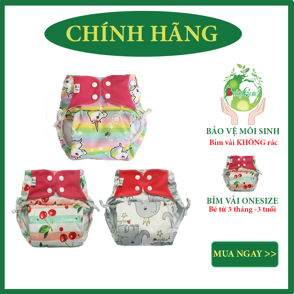 Combo 3 bộ tã vải Đêm Siêu chống tràn BabyCute size S, M, L, XL, XXL - Giao mẫu ngẫu nhiên