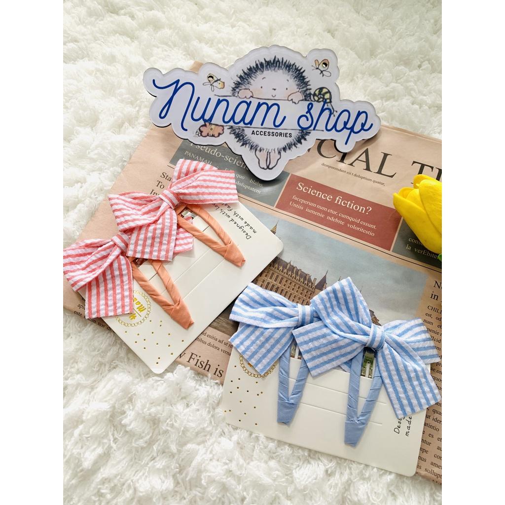 Set 2 - kẹp tóc vải nơ ca.ro tiểu thư Nunam shop kẹp tóc tiểu thư đẹp cute