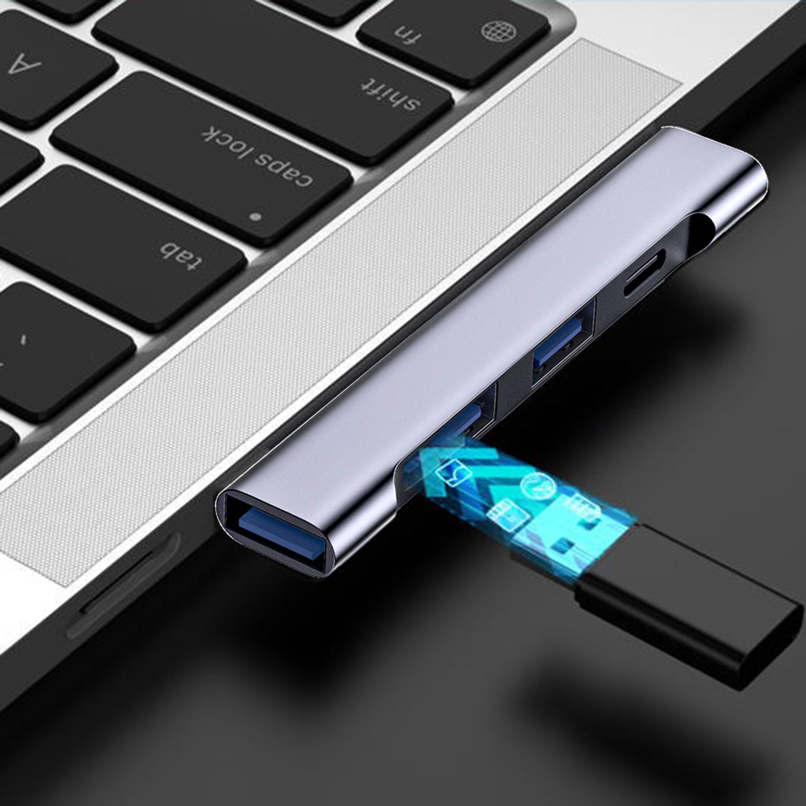 4 Ports USB C Hub Docking Station Portable Travel for Laptop Keyboard PC