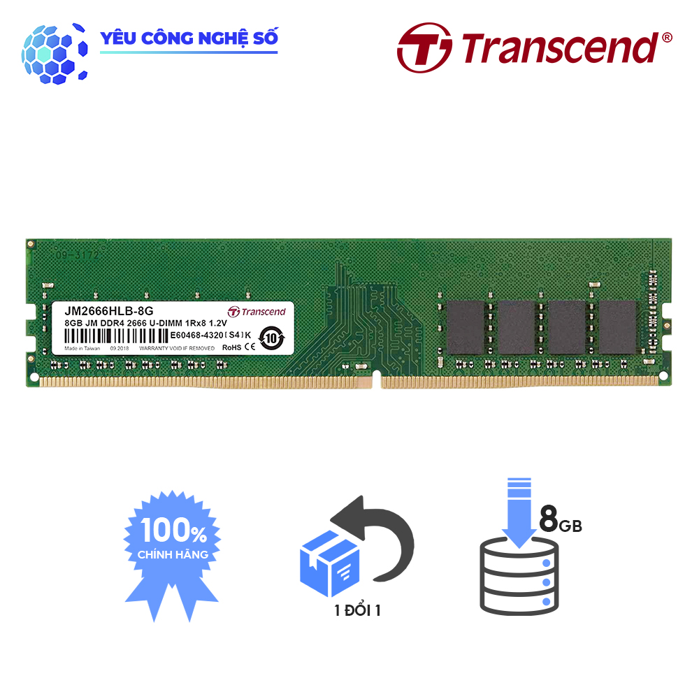 Bộ Nhớ Ram Transcend Desktop DDR4 8GB 2666Mhz U-DIMM Hàng Chính Hãng