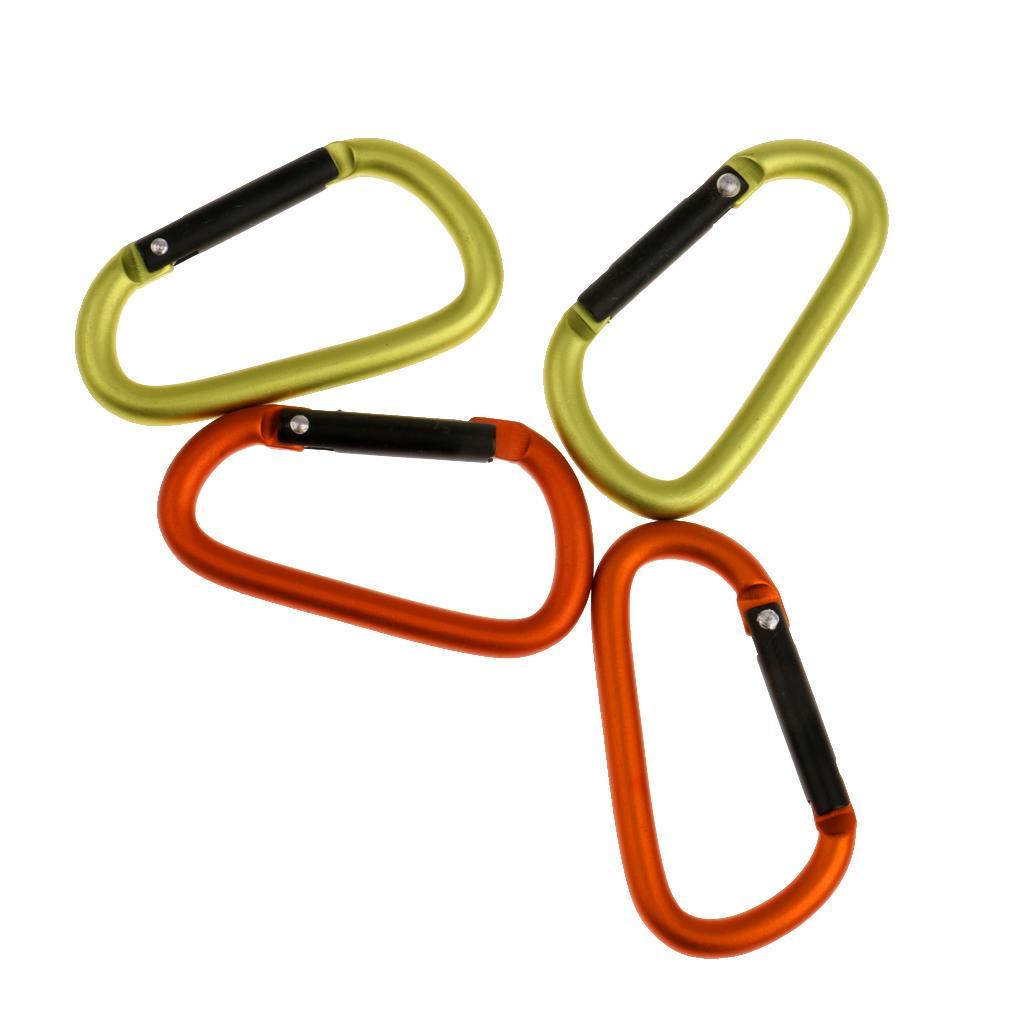 4pcs D Shape Carabiner Spring Snap Clip Hook Keychain Keyring Hiking Outdoor