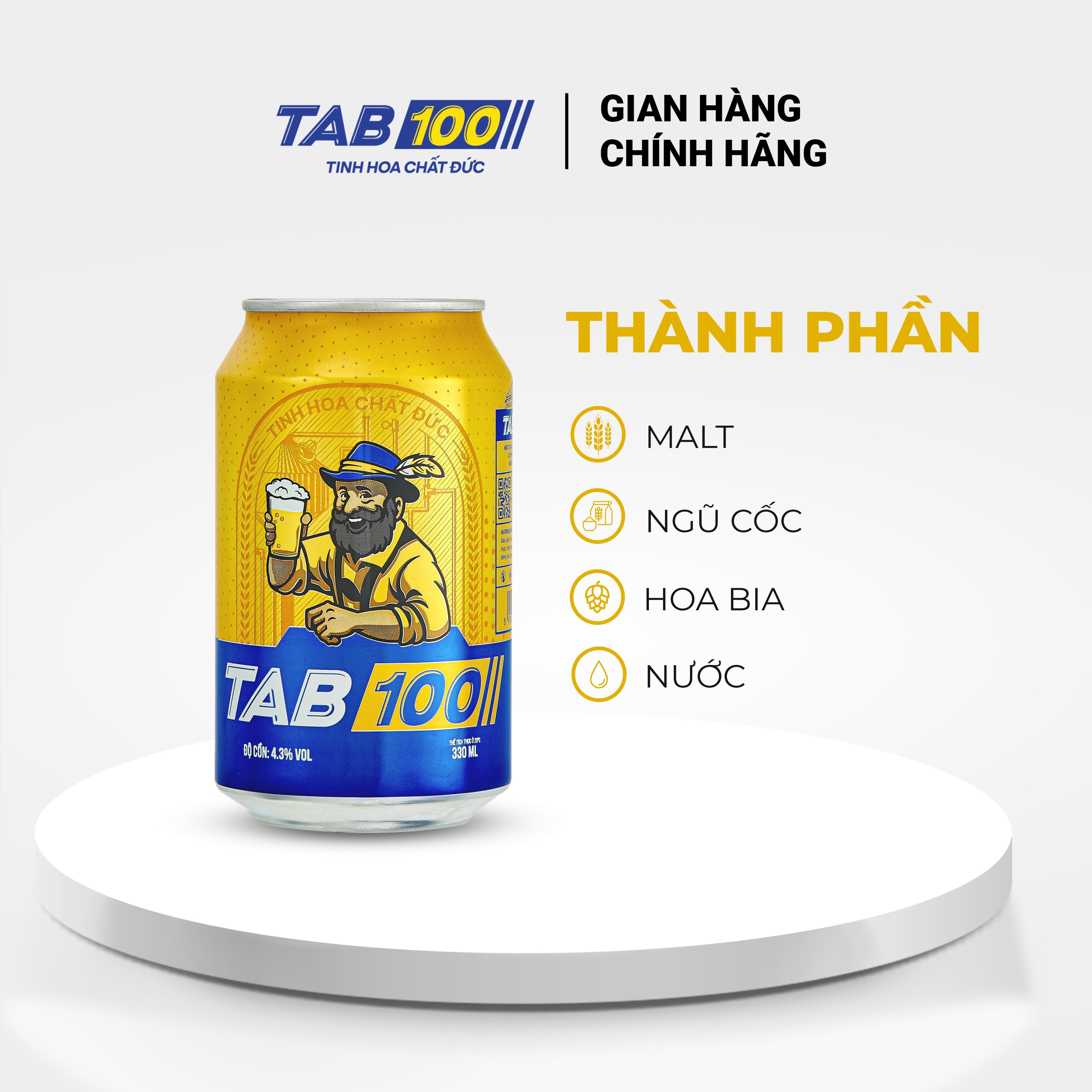 Bia lon TAB 100 - combo 2 thùng (24 lon 330ml)