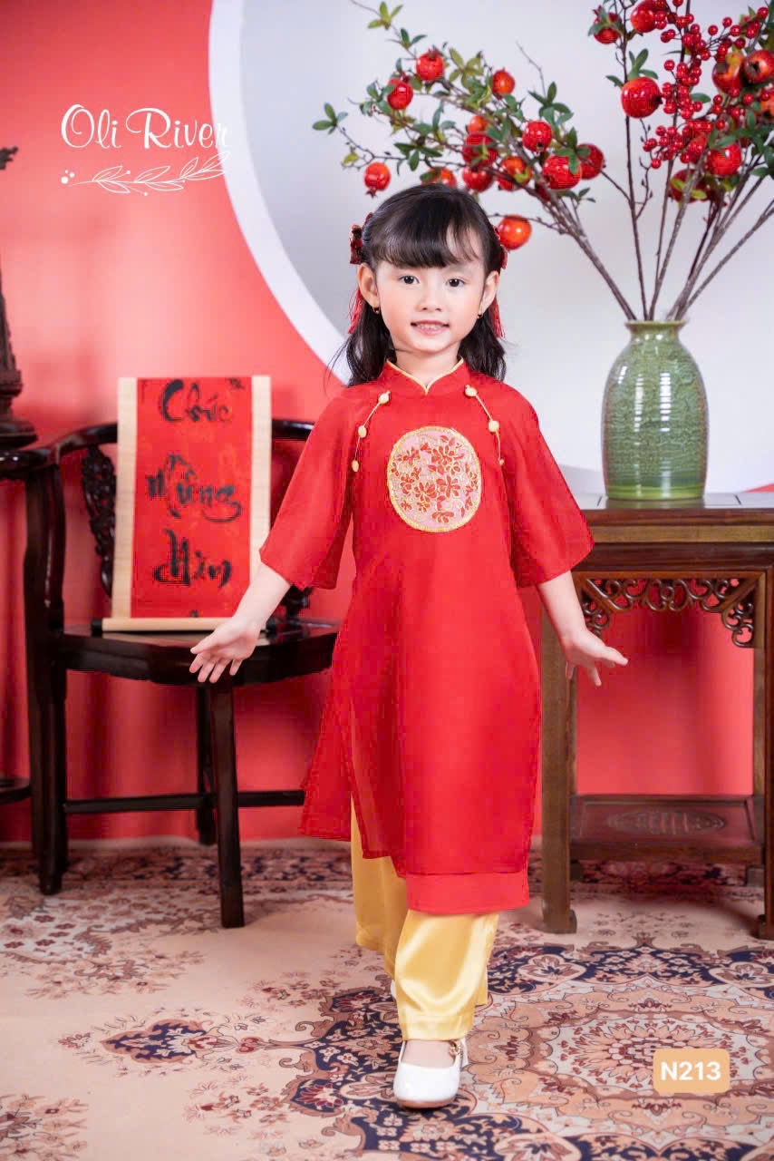 Bộ áo dài tết cho bé gái 12-40kg diện lễ tết noel giáng sinh năm mới