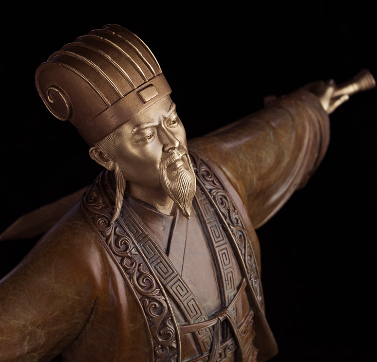 Tượng Gia Cát Lượng Khổng Minh đón gió bằng đồng thau phong thủy Hồng Thắng