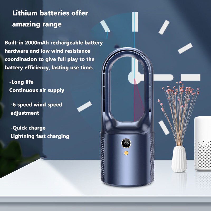 Quạt nhỏ không lá 3life mới Quạt để bàn mini sáu tốc độ USB quạt không lá dọc -Hàng chính hãng