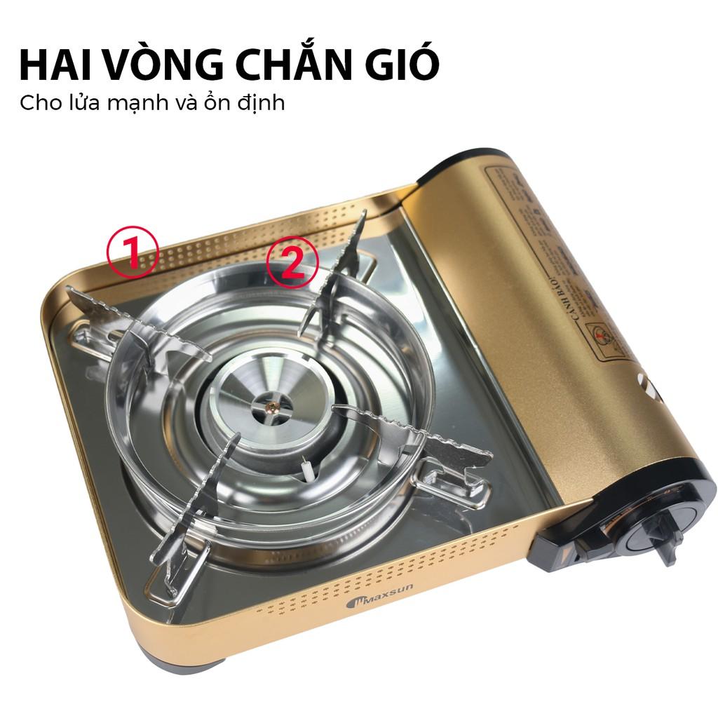 Bếp Ga Mini Cao Cấp Maxsun MS-77 - Công Suất 2900W | Hai Vòng Chắn Gió | Nhôm Nhẹ - Inox Chống Rỉ | Hàng Chính Hãng