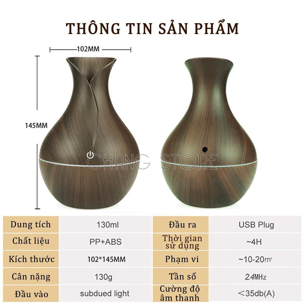 Máy Phun Sương Tạo Ẩm Vân Gỗ Cổ Cao, Khuếch Tán Tinh Dầu, Tạo Ẩm Không Khí