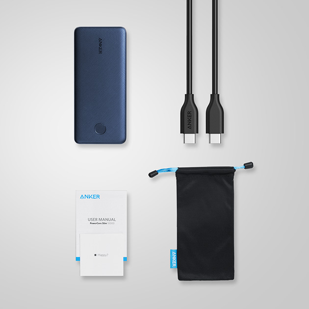 Pin Sạc Dự Phòng Anker PowerCore Slim 10000mAh PD Hỗ trợ sạc nhanh USB-C PD 18W In/Out - A1231 - Hàng Chính Hãng