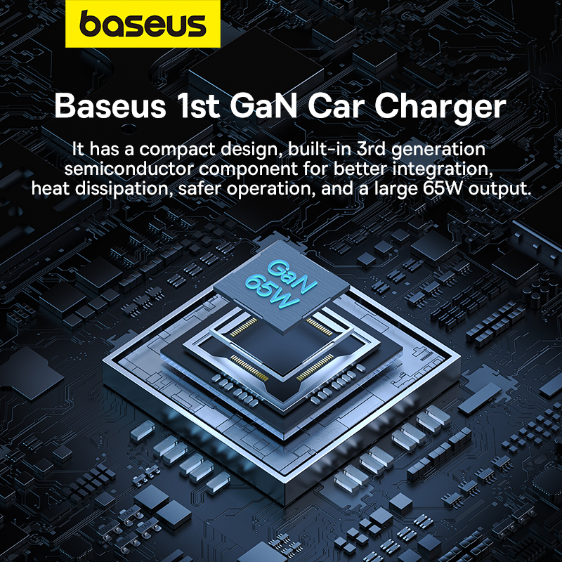 Tẩu Sạc Nhanh Ô Tô Baseus Golden Contactor Pro GaN Fast Charging Car Charger U+2C 65W (Hàng chính hãng)