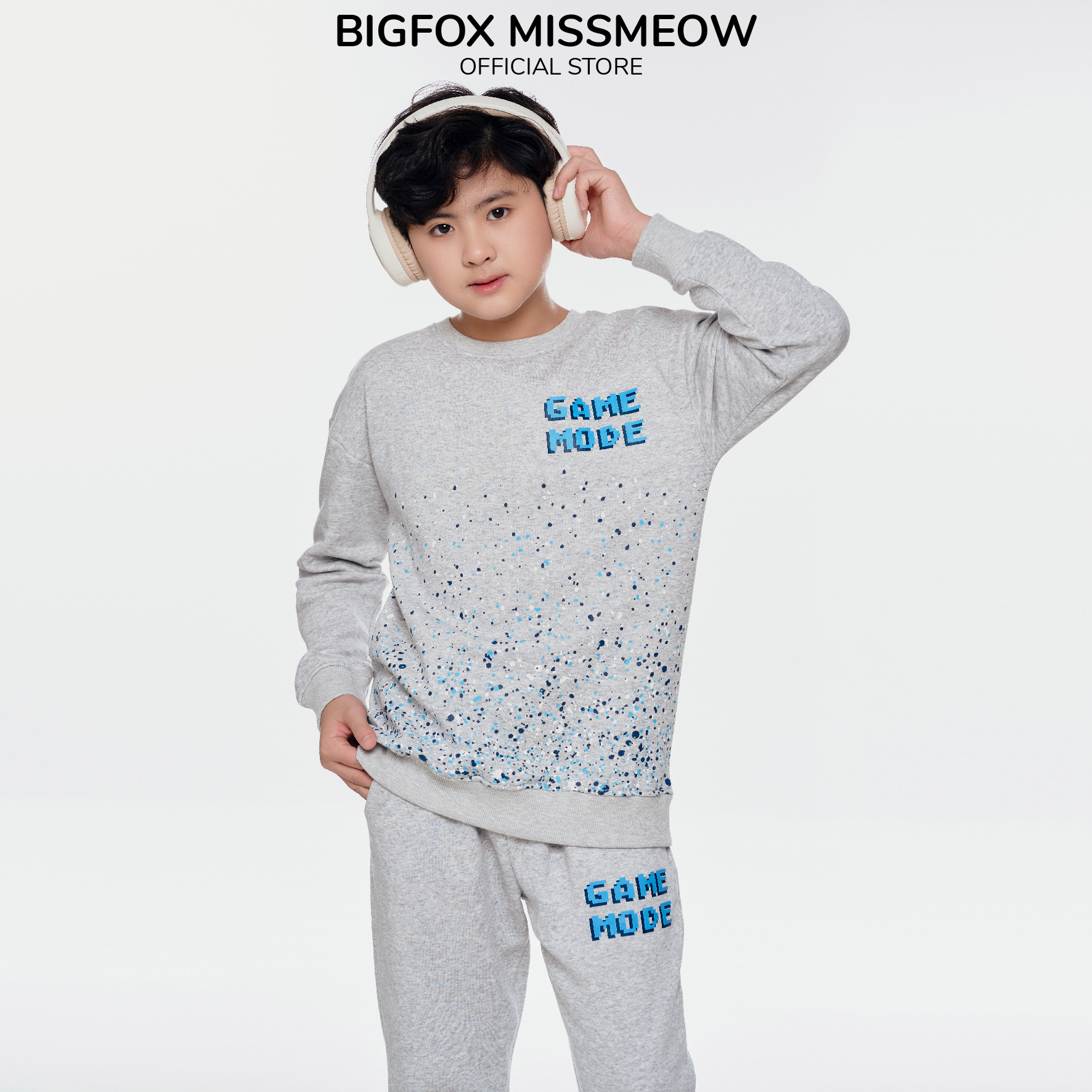 Bộ nỉ thu đông bé trai size đại BIGFOX MISS MEOW quần áo dài tay cho trẻ em phom Hàn Quốc cỡ 9,11,15 tuổi 30kg 50kg 2000