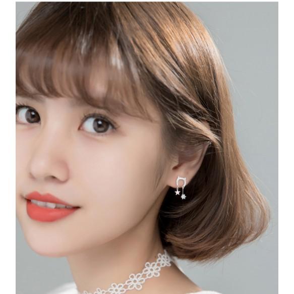 Khuyên tai bạc Ý s925 hình tai mèo ngộ nghĩnh thả đá G6666 - AROCH Jewelry